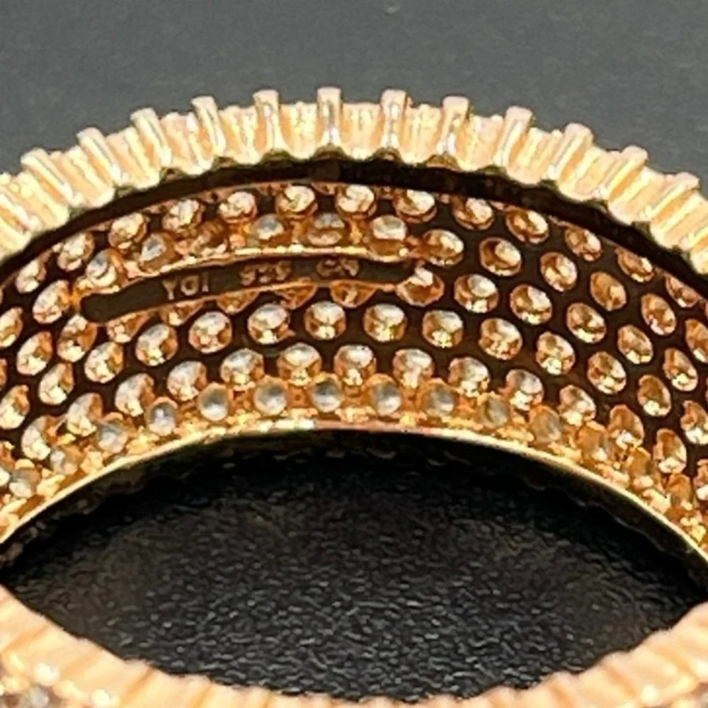 YGI 925 CZ Pave Wide Full Eternity Rose Gold Sterling Silver‎ Band Ring Sz 7.5